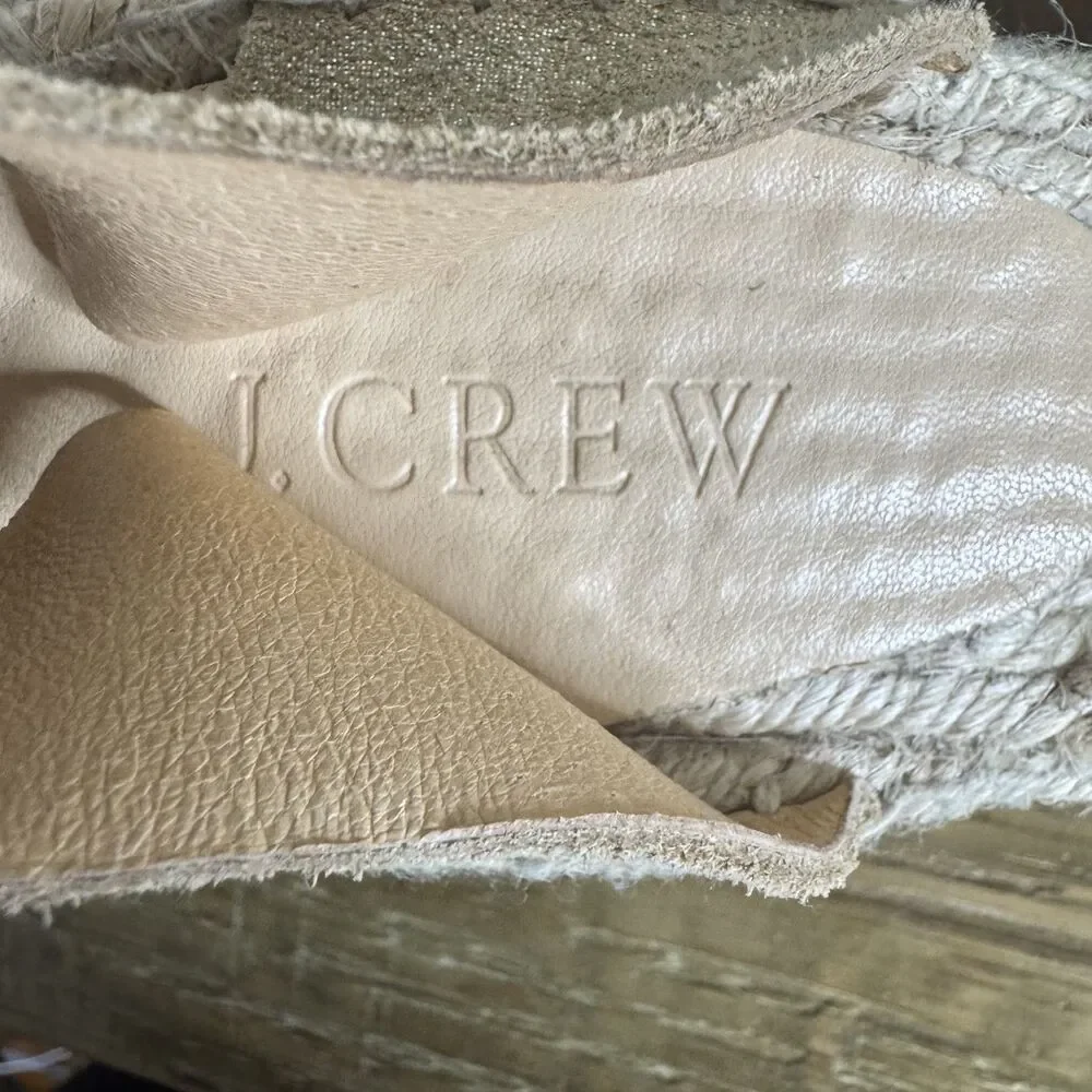 J Crew Corsica Espadrille wedge sandals gold leather size 9